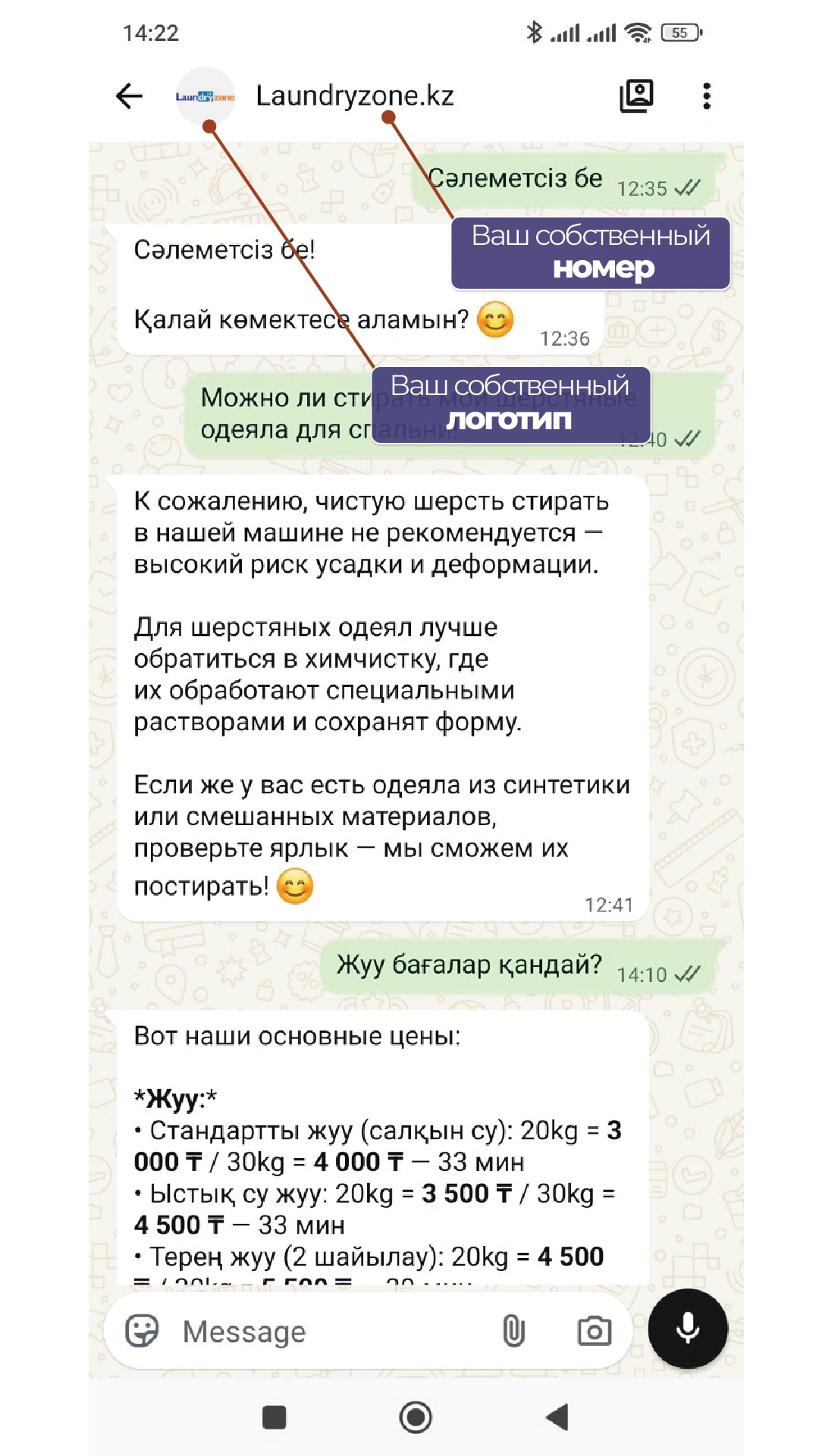 Пример изображения — предпросмотр переписки в WhatsApp